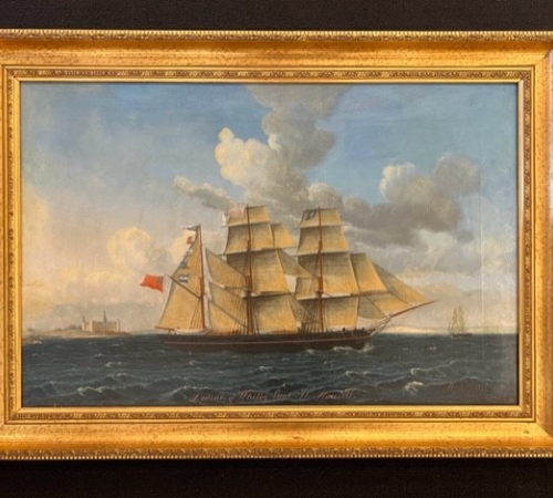 Jens Thielsen Locher, Skibspotræt: Zodiac of Whilby -  engelsk sejlskib udfor Kronborg 1866 - str:50x66 cm  - solgt!