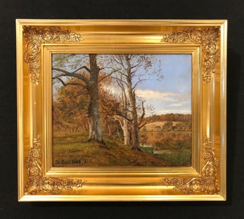 Janus La Cour, sensommerlandskab, 26 september 1867 - str:33x41 cm - solgt/sold/verkaufr