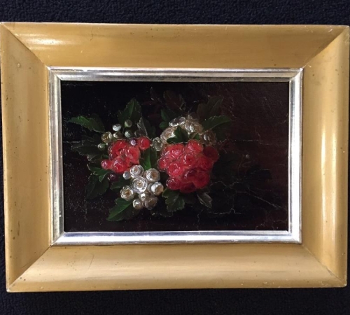I.L.Jensen, opstilling med blomster - str:14x21 cm - solgt/sold/verkauft