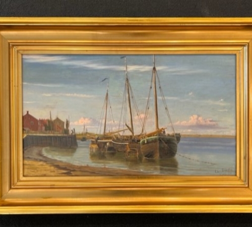Christian Blache - Parti fra Nordby, Fanø 1875 - med Esbjerg i baggrunden - str:33x56 cm -solgt!