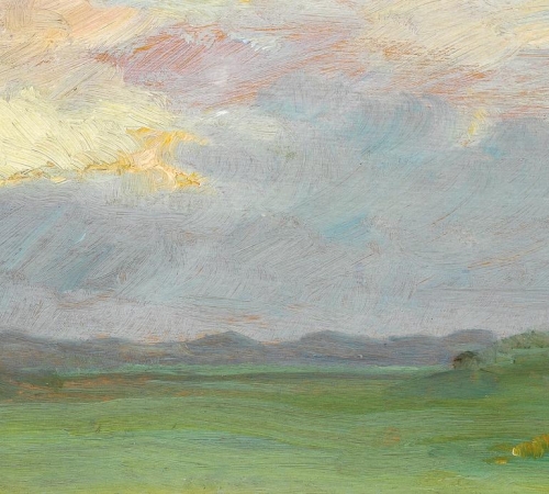 P.S.Krøyer, Klitlandskab fra Skagen, - blå time. - str: 12x22 cm - Solgt/Sold/Verkauft
