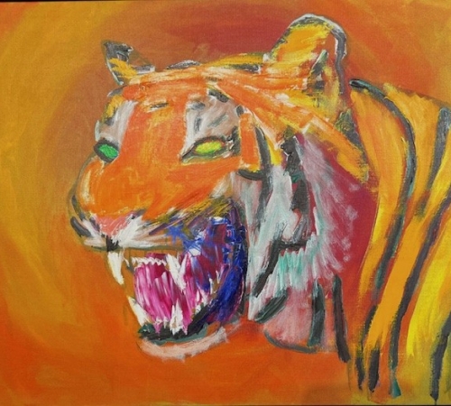 Uffe Christoffersen - orange tiger - str:81x100 cm - pris:22.800 kr/3.050€