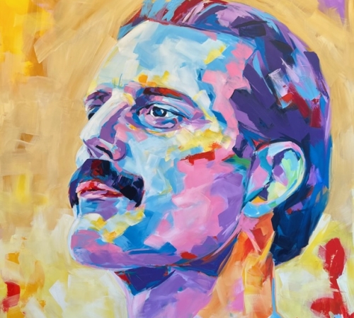 Carsten Nielsen, Freddy Mercury -  str: 150 x 150 cm - pris:18.000 kr