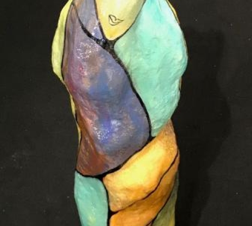 Henriette Lorentz, bemalet skulptur - str 130 cm - pris: 19.000 kr